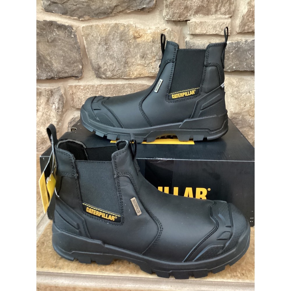 Caterpillar Striver XL Chelsea ST WP Black Leather Steel Toe Work Boots P91818